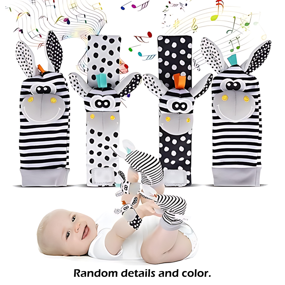 Baby Rattle Toy Set - ถุงเท้าเด็ก4ชิ้น/เซ็ตของเล่นเด็กอายุ0-12เดือนพัฒนาการด้านการศึกษาปฐมวัยน่ารักสำหรับเด็กวัยหัดเดินของขวัญเพื่อการฝึกประสาทสัมผัส