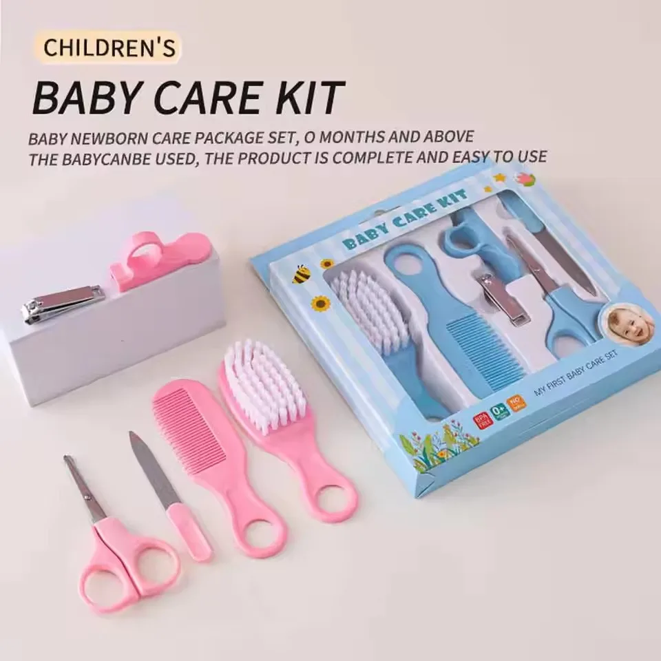 Baby Products Kit Set - ชุดอุปกรณ์ดูแลและทำความสะอาดสำหรับเด็ก 6 ชิ้น ประกอบด้วยแปรงและหวีสำหรับดูแลเล็บและผม รวมถึงชุดกรรไกรตัดเล็บ สำหรับใช้ในบ้าน