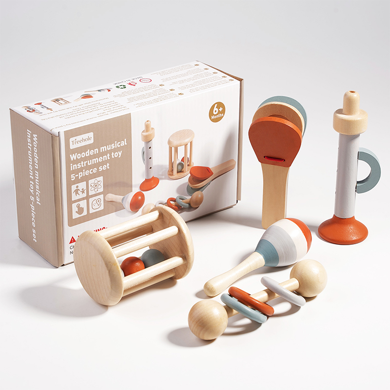 Baby Rattle Toy Set - ชุดเครื่องดนตรีเด็ก 5 ชิ้น ของเล่นเขย่ามือเสริมพัฒนาการ ของเล่นดนตรีเด็กเล็ก ของเล่นมอนเตสซอรี่