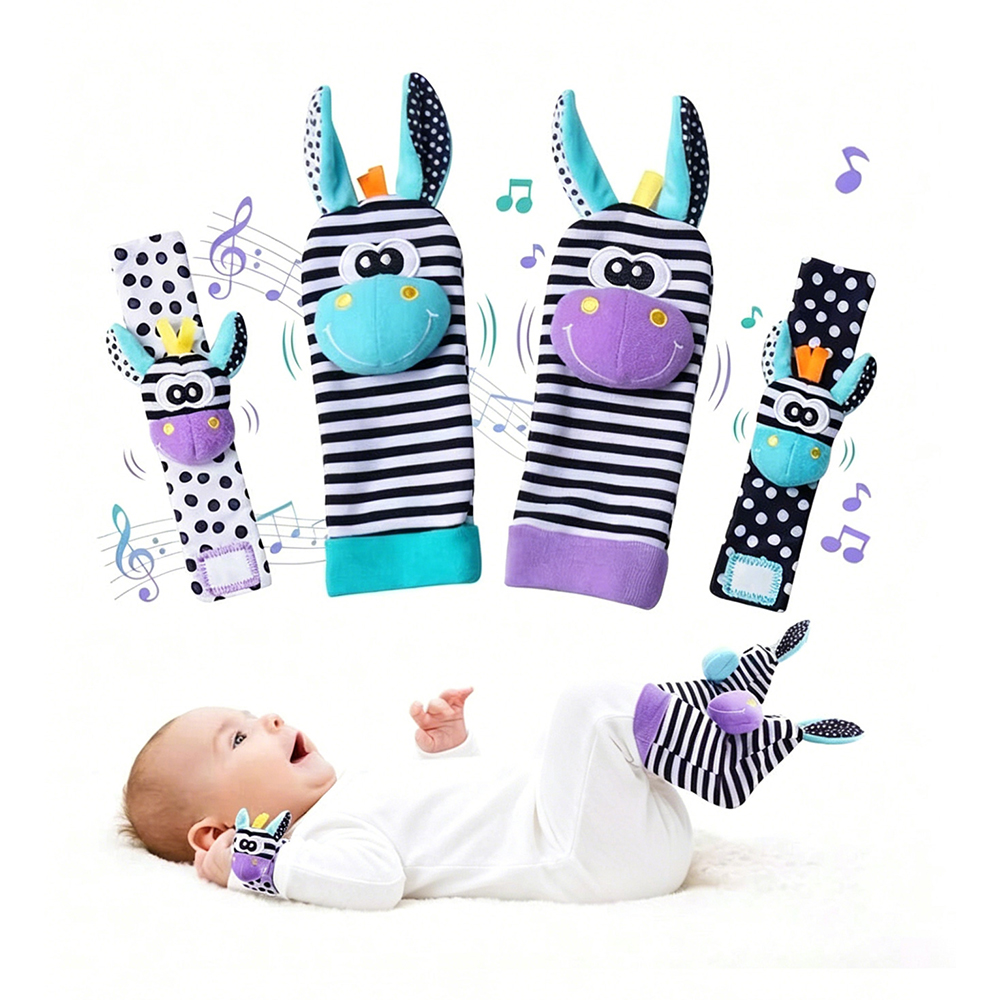 Baby Rattle Toy Set - ของเล่นเขย่ามือสำหรับเด็กทารก ของเล่นเด็กพร้อมกระดาษกรอบแกรบ รูปสัตว์น่ารัก ถุงเท้ามีเสียงกรอบแกรบ ของเล่นสำหรับเด็กแรกเกิด ของขวัญสำหรับเด็กอายุ