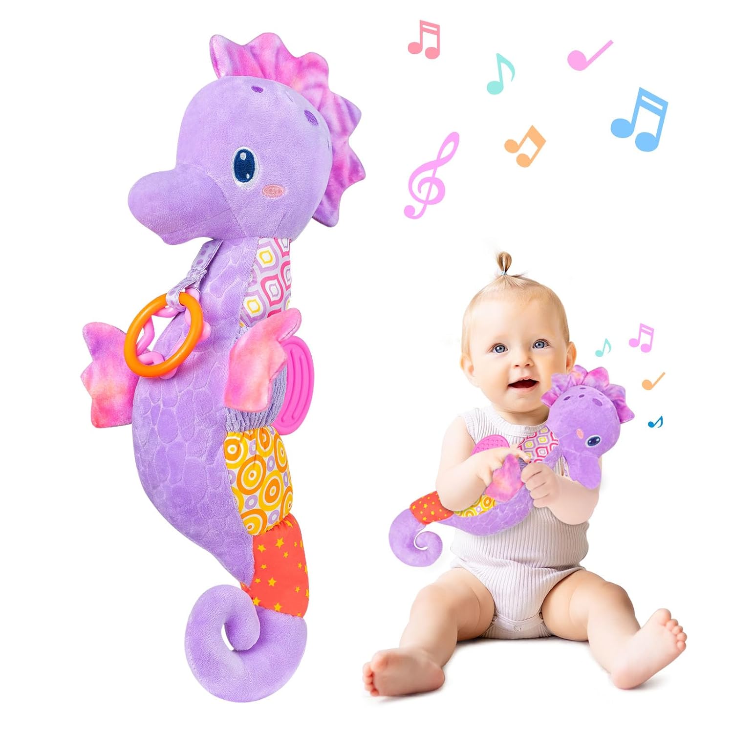 Baby Rattle Toy Set - เด็กทารก Rattles ของเล่นเด็กดนตรีตุ๊กตาสัตว์นุ่มของเล่น Bright สี Crinkle